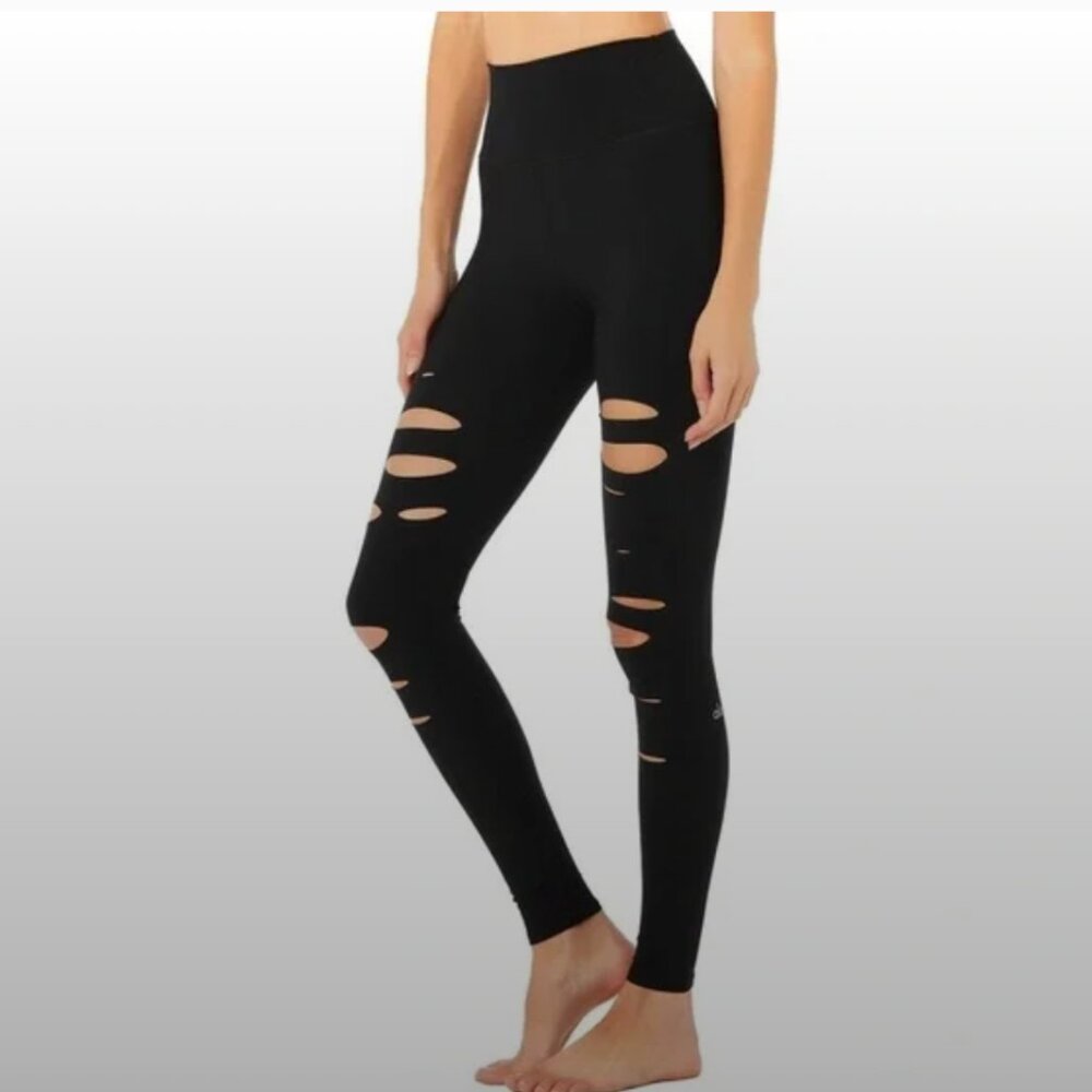 ALO - Ripped Warrior Leggings - Black - Size S